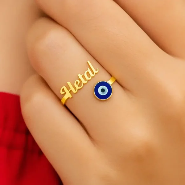 Custom Evil Eye Name Ring