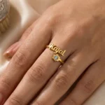 Custom Diamond Flower Name Ring