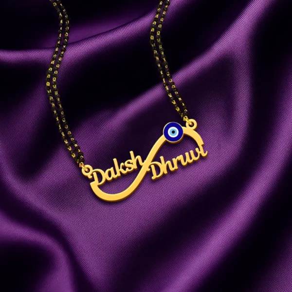 Infinity Evil Eye Couple Name Necklace