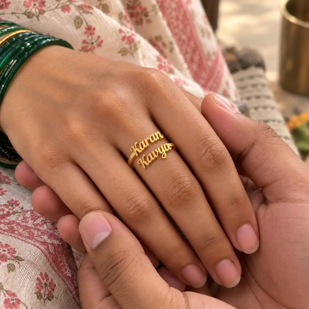 Forever Us Couple Name Ring - 4