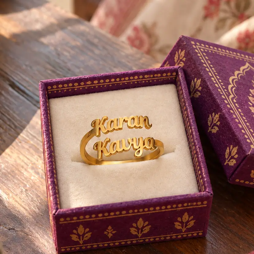 Forever Us Couple Name Ring - 2