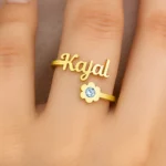 Custom Diamond Flower Name Ring
