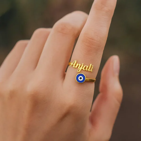 Custom Evil Eye Name Ring