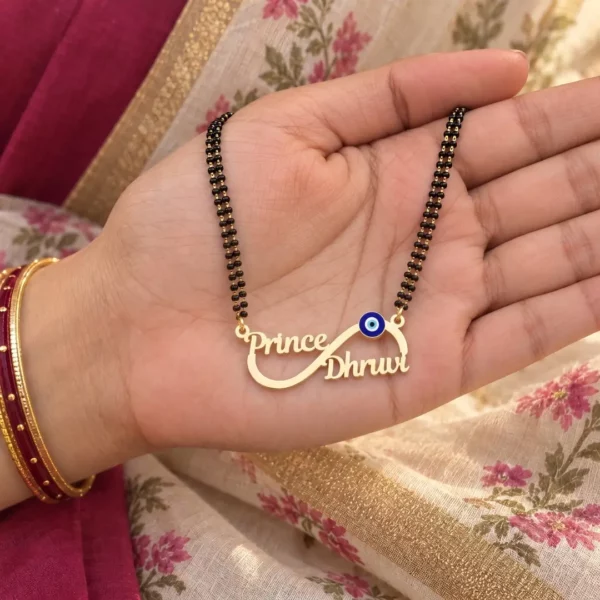 Infinity Evil Eye Couple Name Necklace
