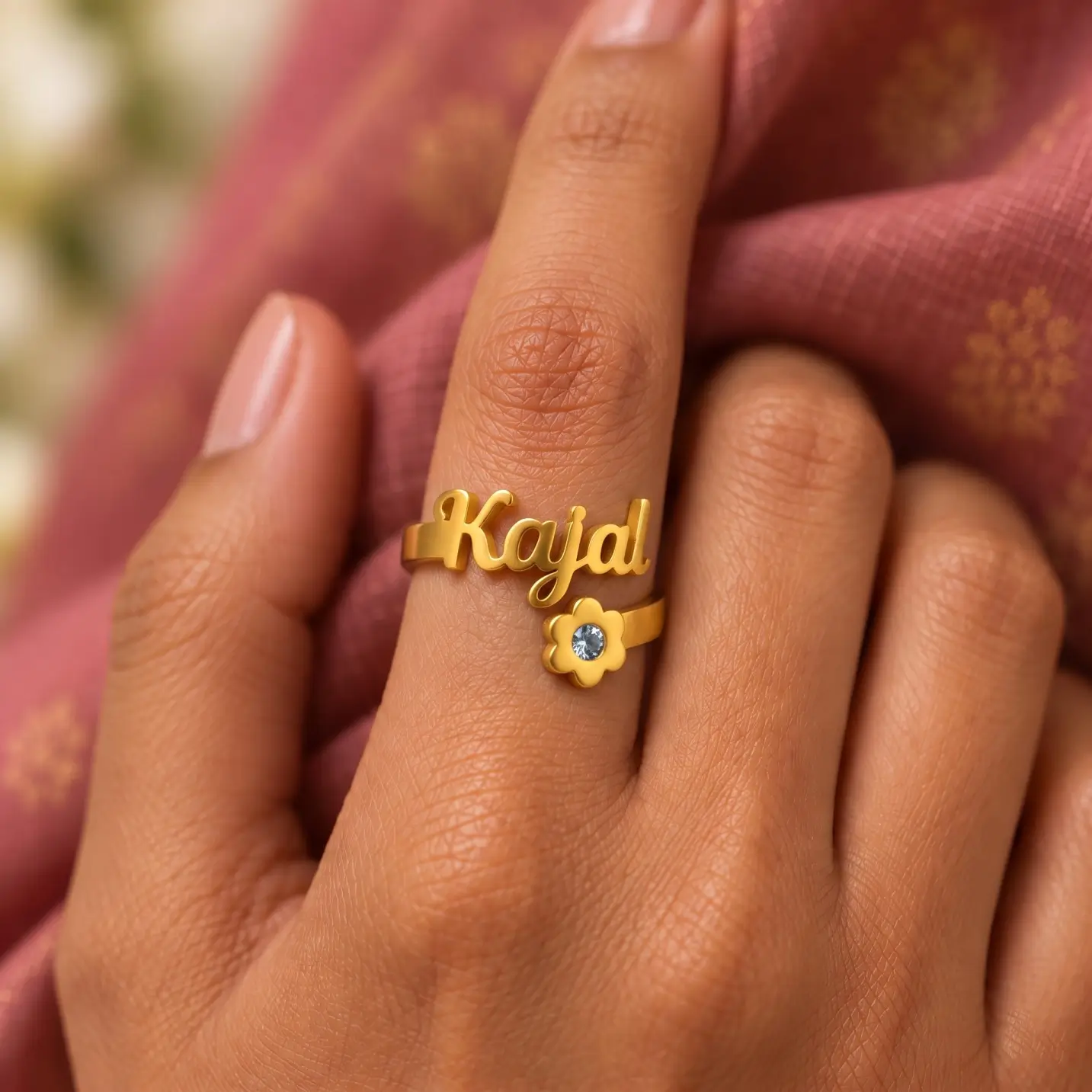Shiny Flower Name Ring