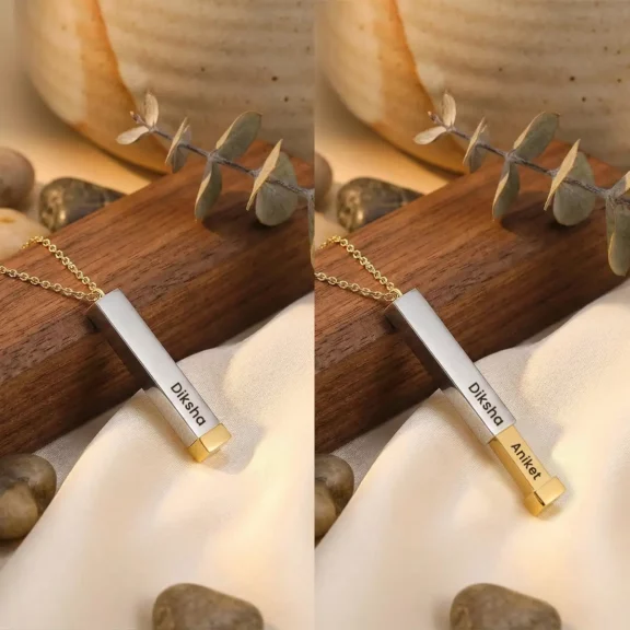 Personalized Names Two-Tone Extending Bar Necklace