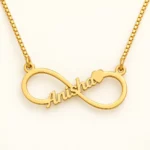 Personalized Infinity Name Necklace on an cream background