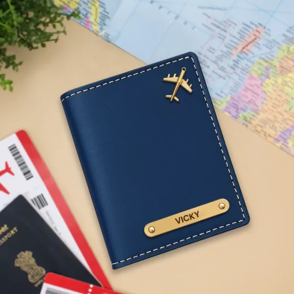 Custom Name Blue Passport Cover