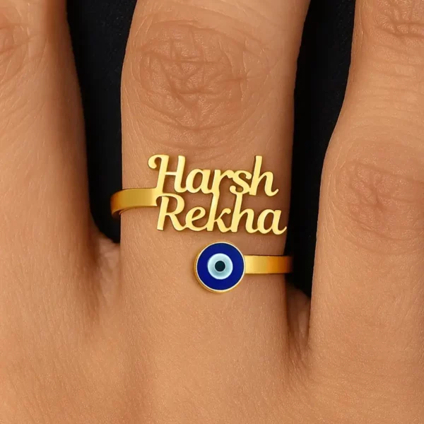 Evil Eye Couple Name Ring