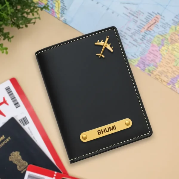 Custom Name Black Passport Cover