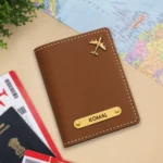 Custom Name Brown Passport Cover