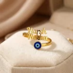 Evil Eye Couple Name Ring