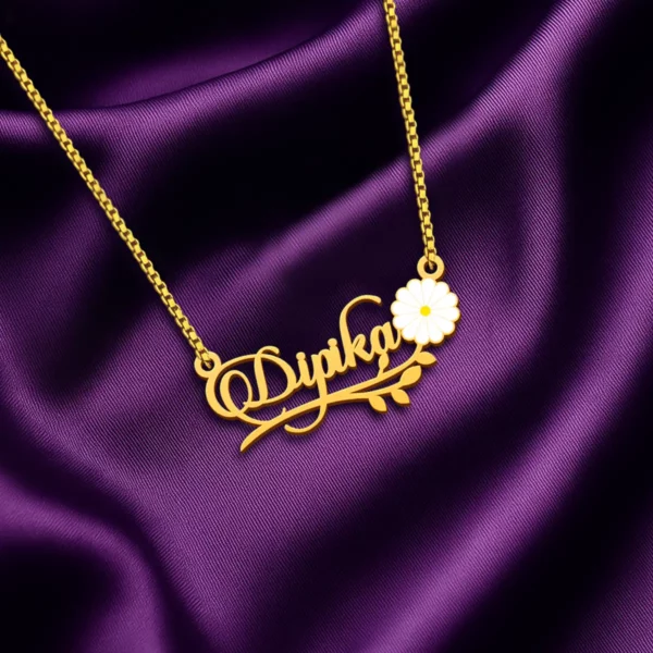 Custom Floral Name Necklace