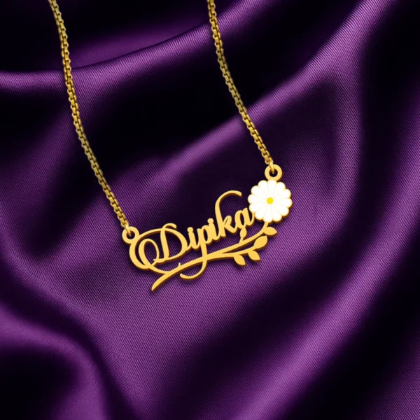 Custom Floral Name Necklace