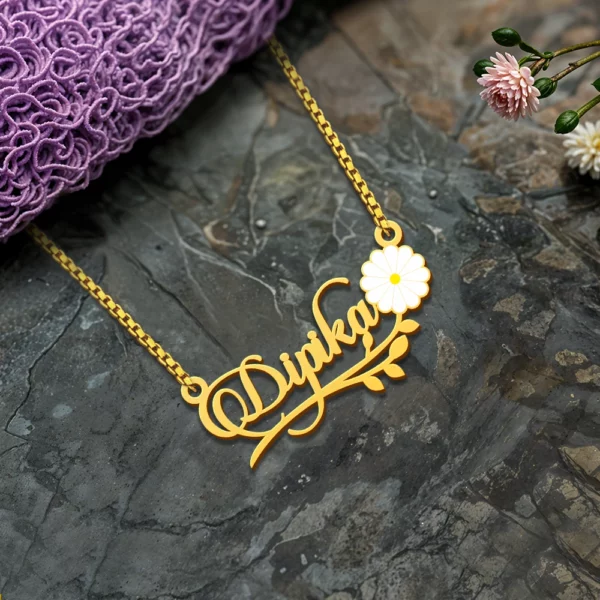 Custom Floral Name Necklace