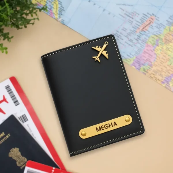 Custom Name Black Passport Cover