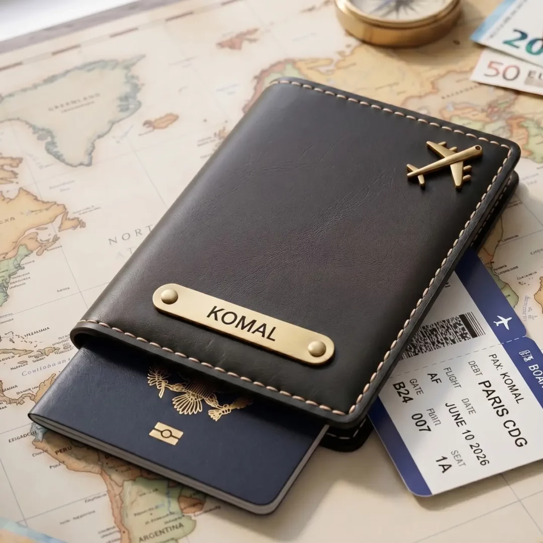 Custom Name Black Passport Cover - Zyka