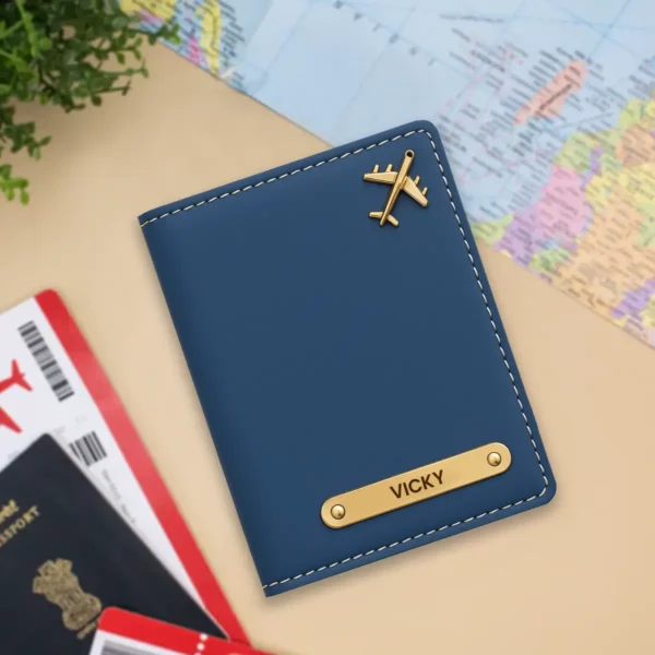 Custom Name Blue Passport Cover