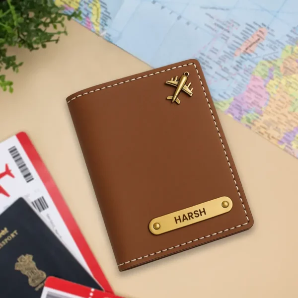 Custom Name Brown Passport Cover
