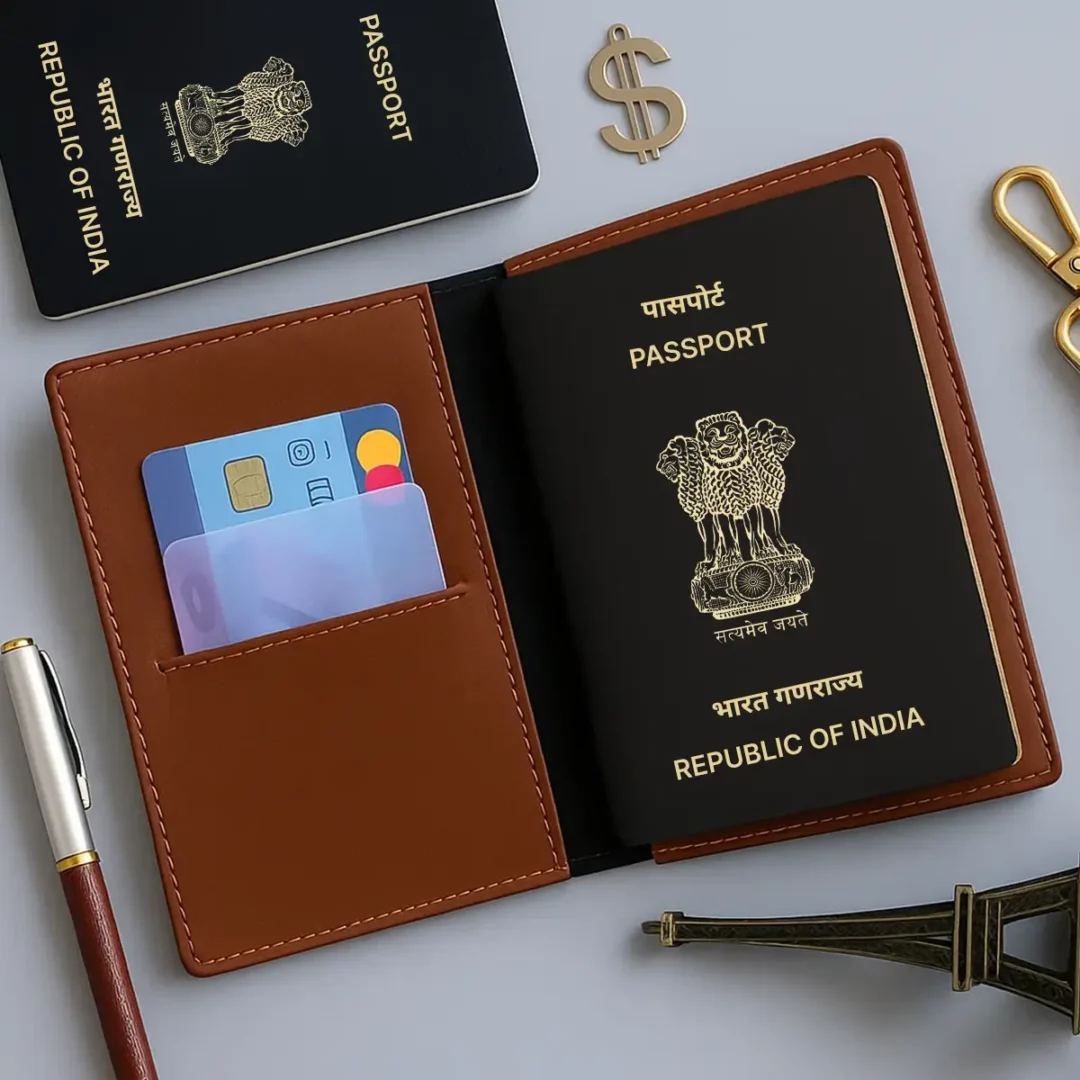 Custom Name Brown Passport Cover