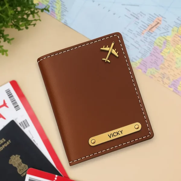 Custom Name Brown Passport Cover