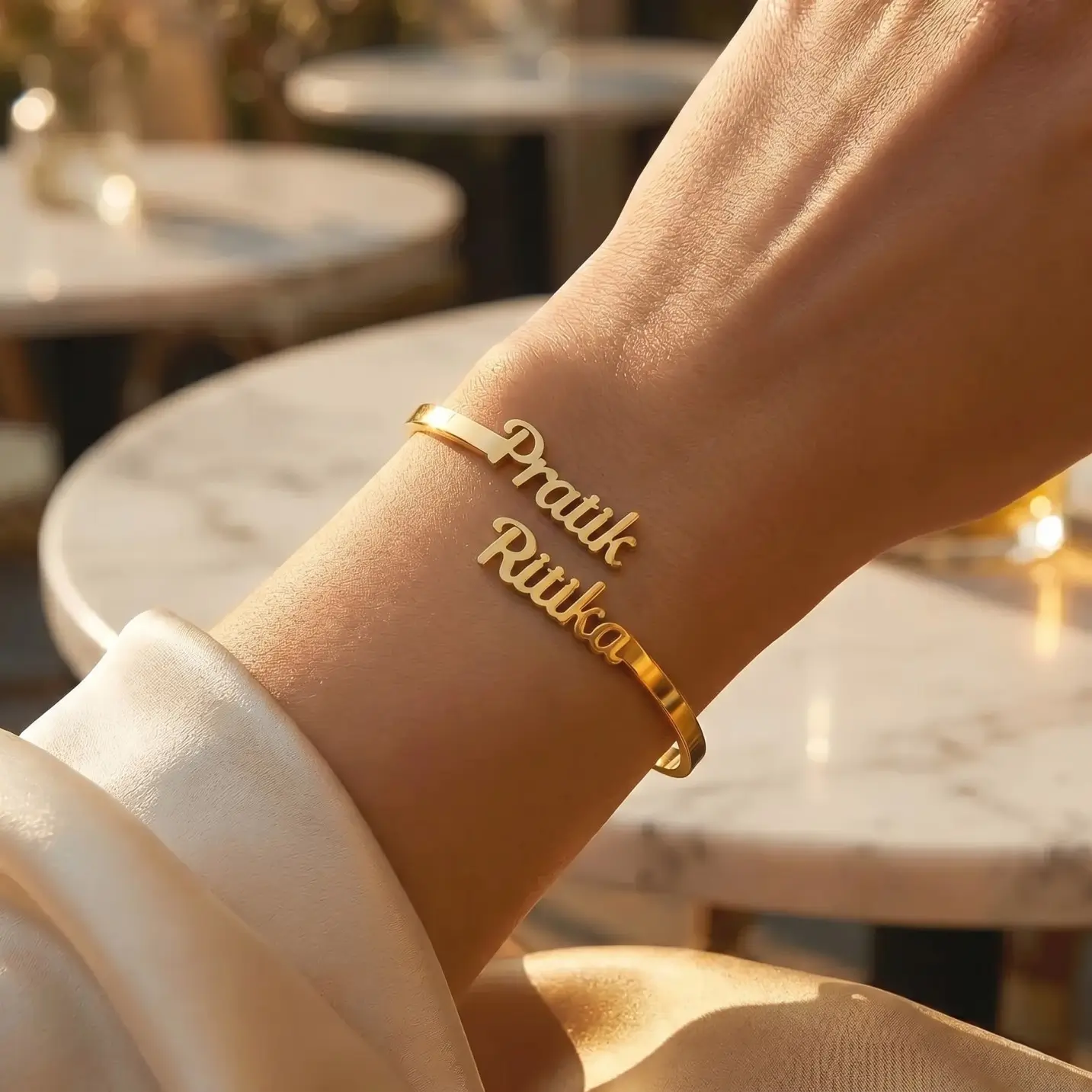 Personalized Couple Name Bracelet - Worn on a wrist Personalized Couple Name Bracelet worn on a wrist