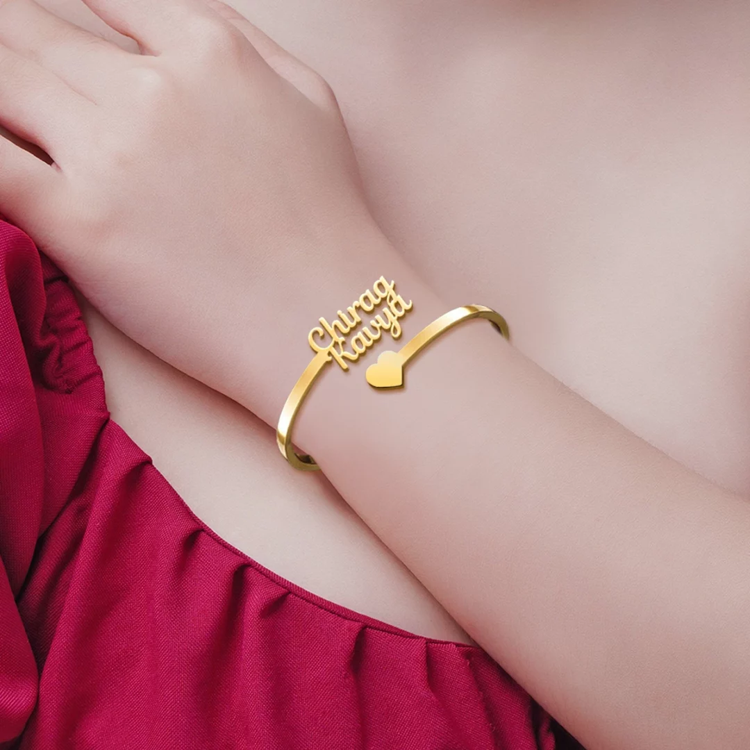 Personalized Heart Couple Name Bracelet