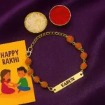 Personalized Rudraksh Rakhi With Name