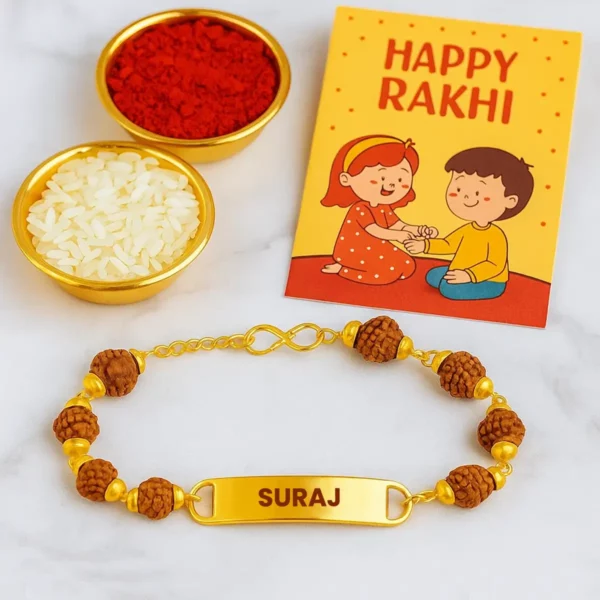Personalized Rudraksh Rakhi With Name