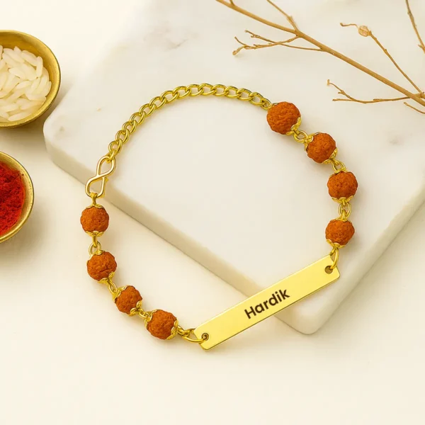 Personalized Rudraksh Rakhi With Name