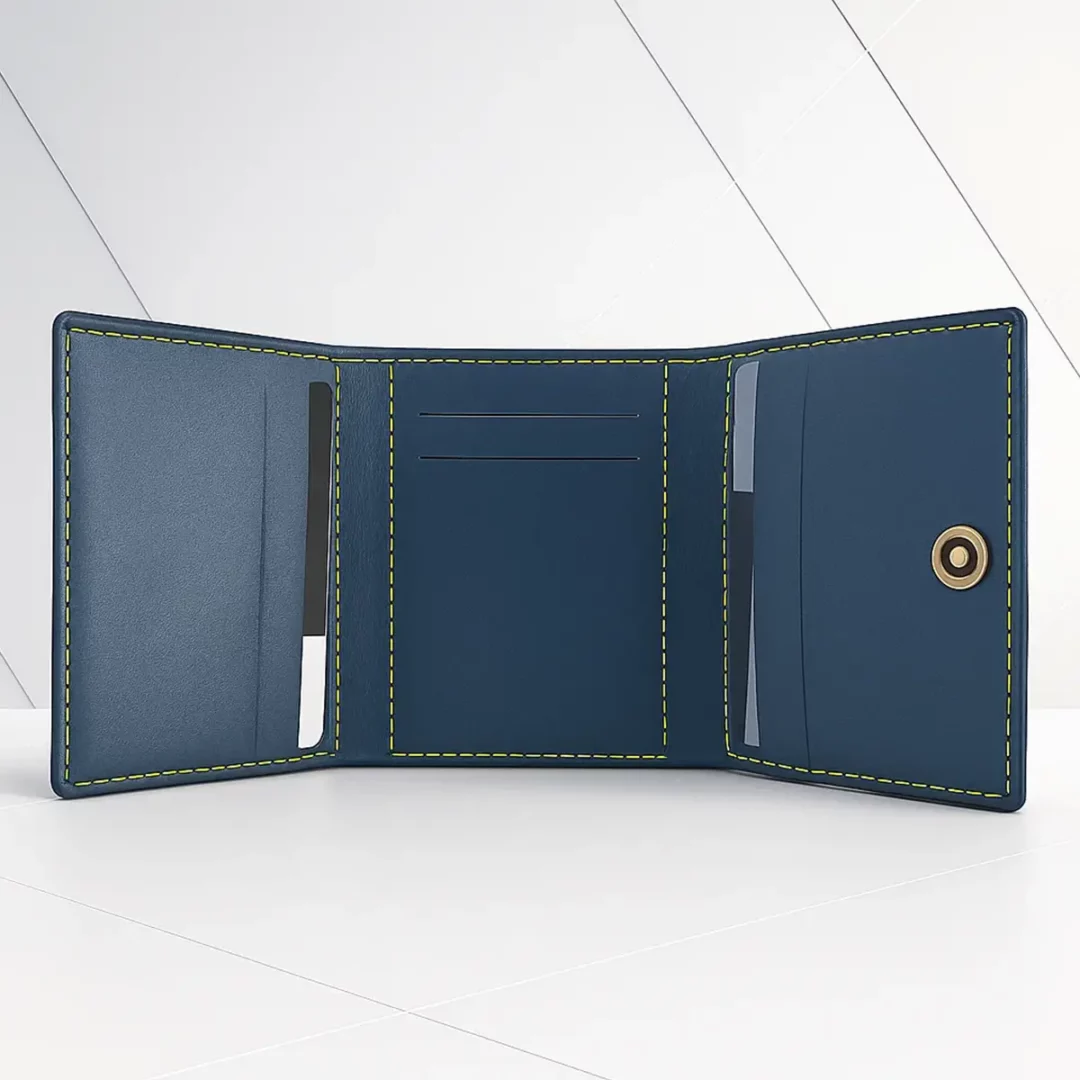 3-Fold Blue Custom Name Wallet