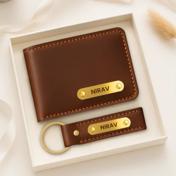 Brown Premium Wallet And Keychain Combo