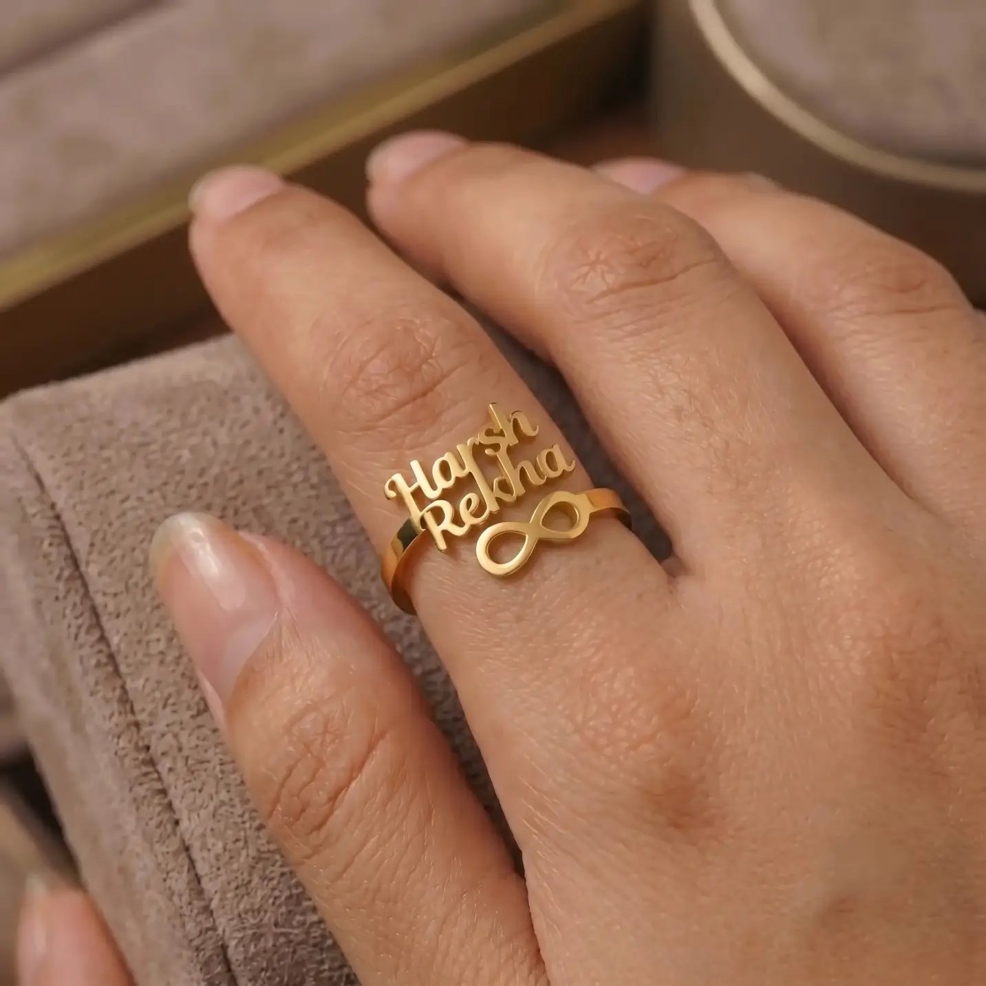 1 Infinity Couple Name Ring